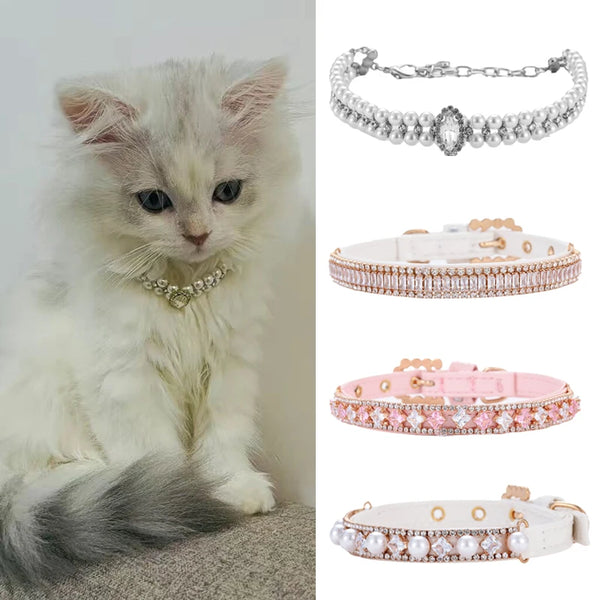 Jeweled Pearl Cat Collar
