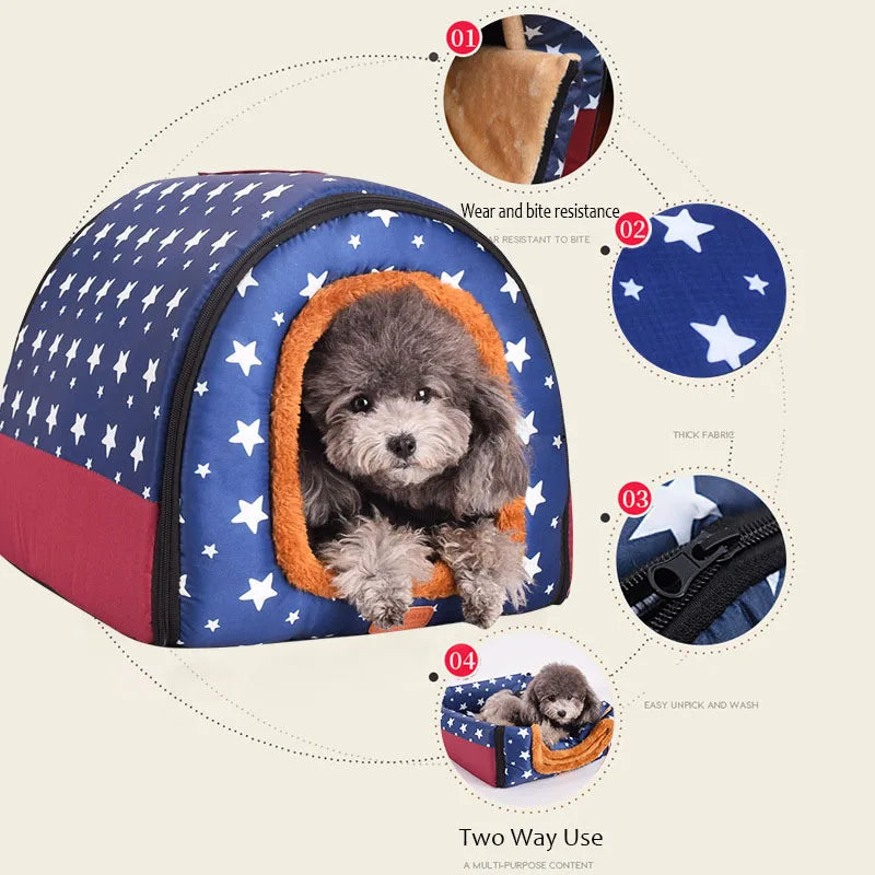 Foldable Coral Fleece Kennel