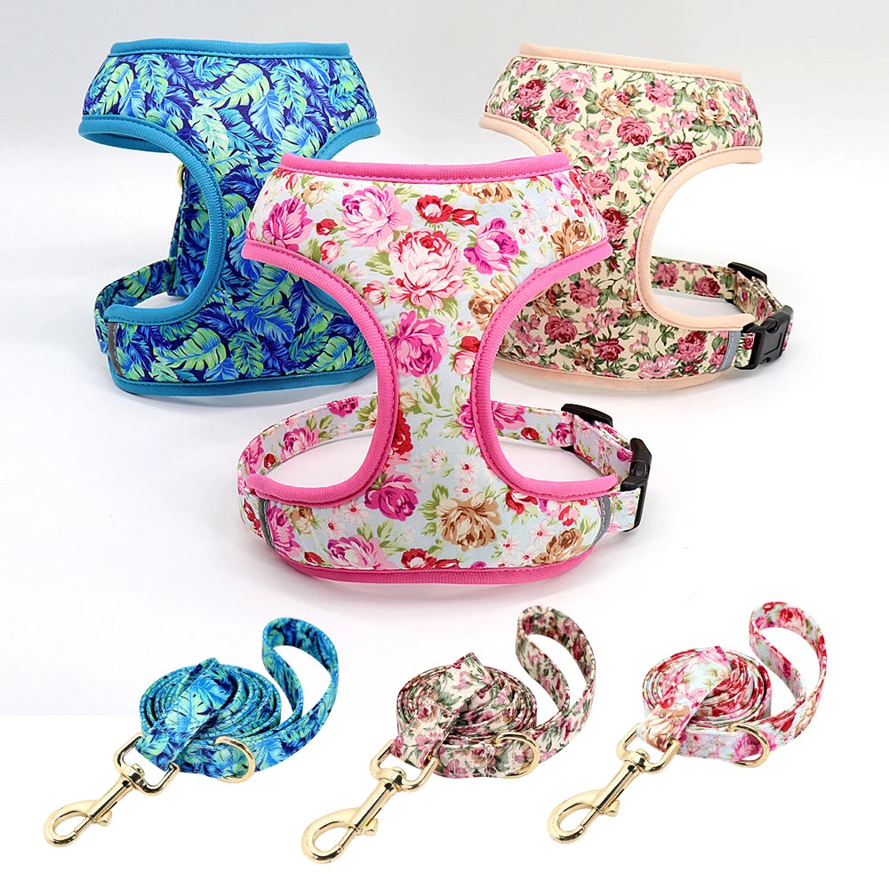 Breathable Floral Harness Set