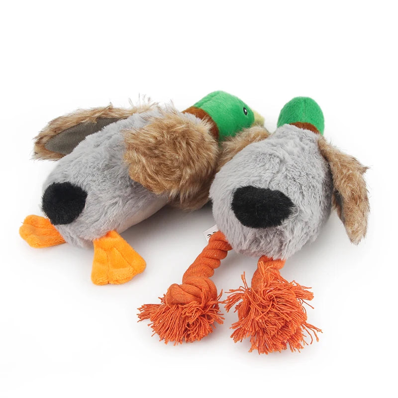 Squeaky Duck Rope Chew