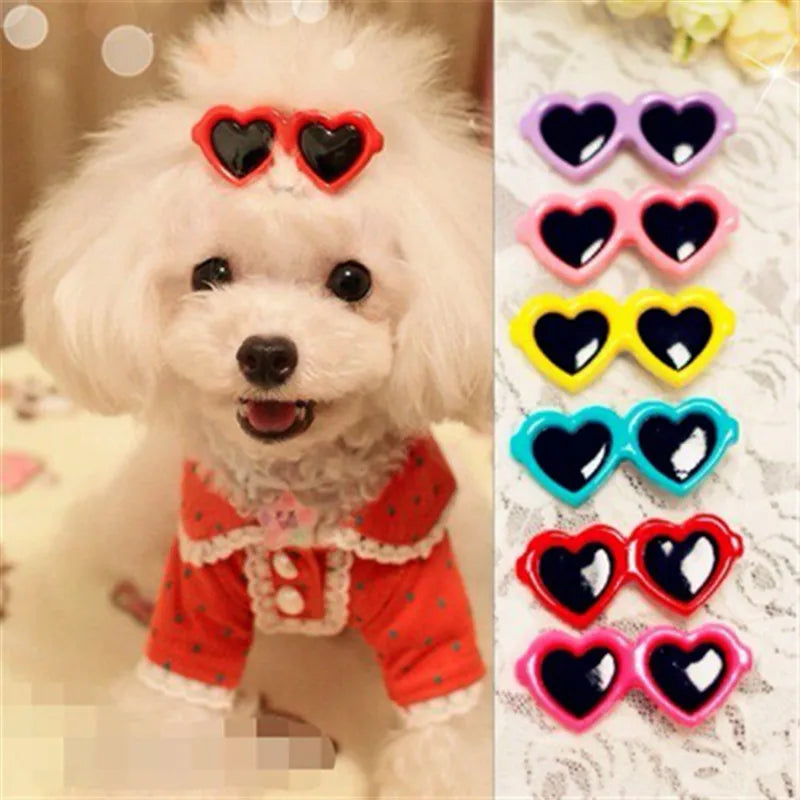 Heart Sunglasses Pet Hairpin