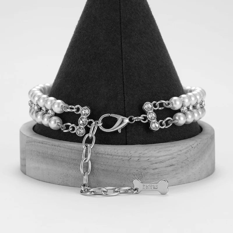 Jeweled Pearl Cat Collar