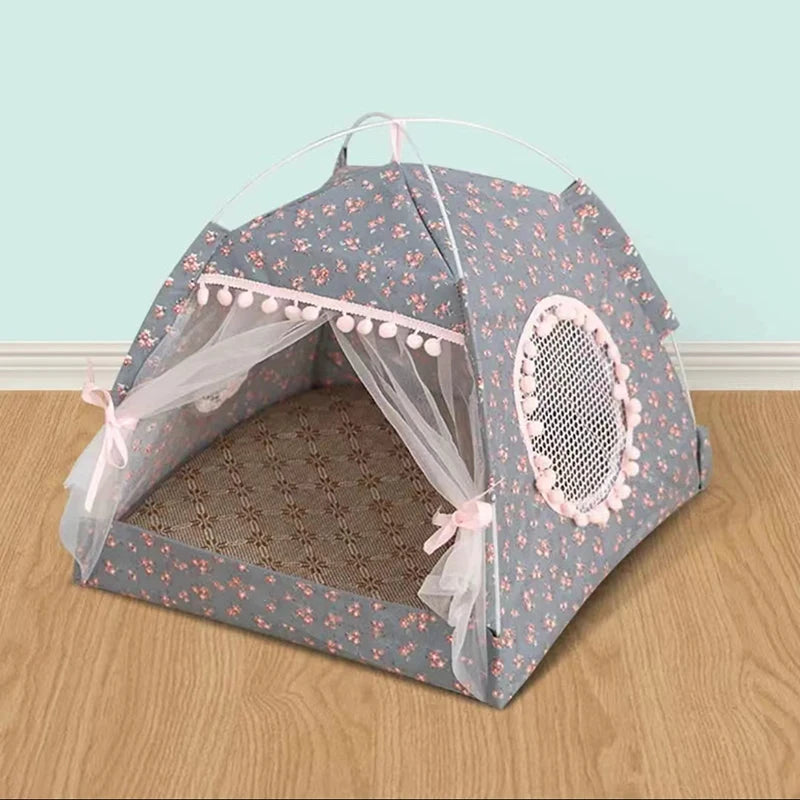 Velvet Semi-Enclosed Cat Tent