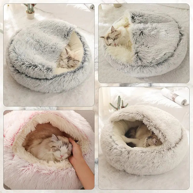 Covered Plush Cat Bed