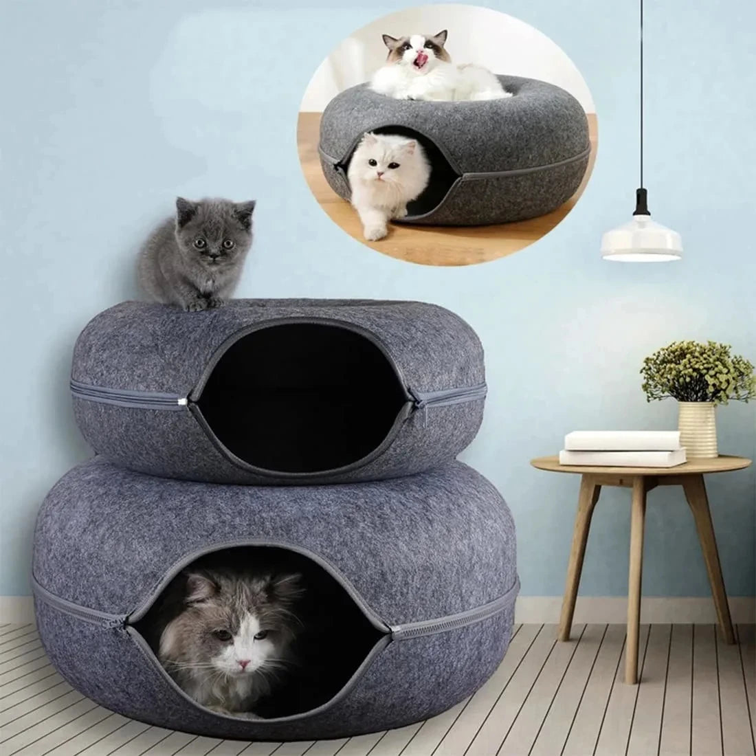 Felt Donut Cat Tunnel