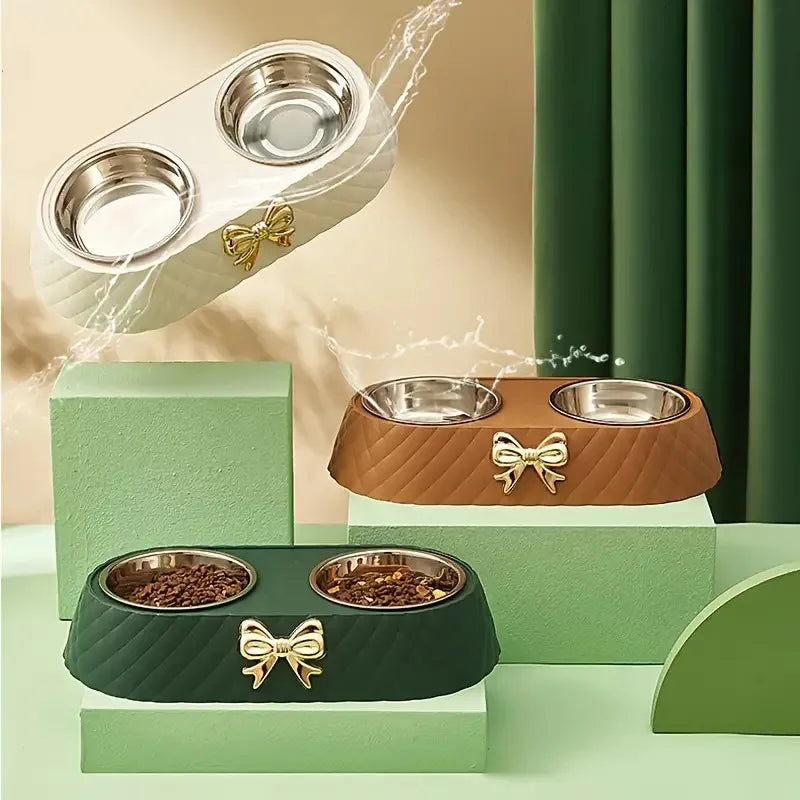 Bowtie Double Pet Feeding Bowl
