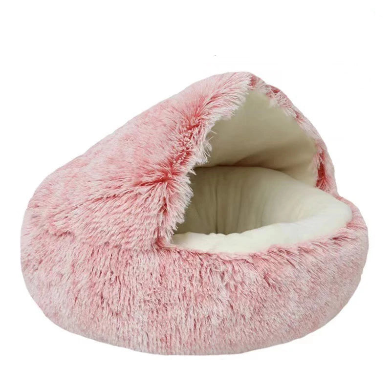 Covered Plush Cat Bed