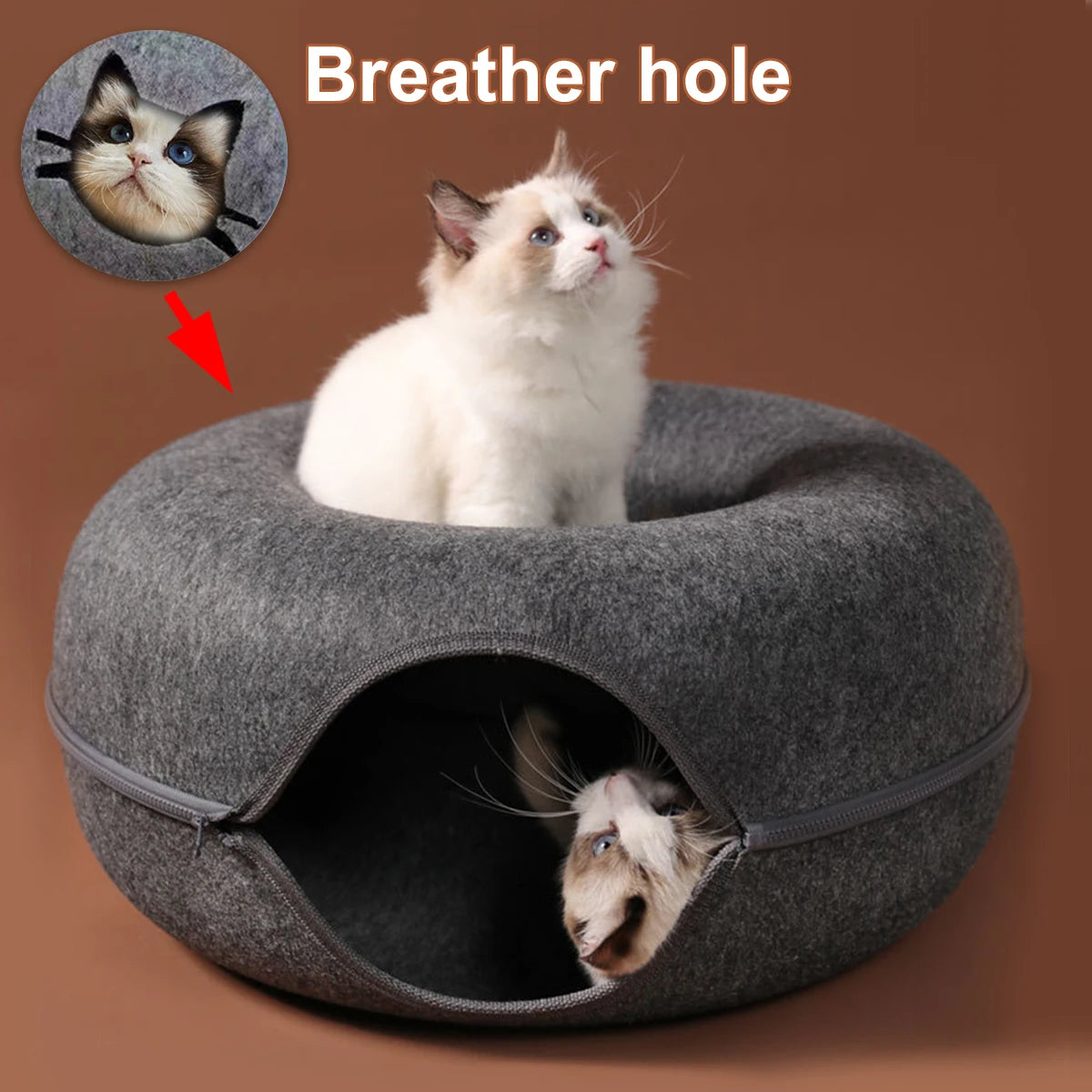 Felt Donut Cat Tunnel