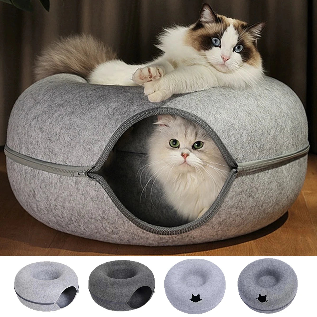 Felt Donut Cat Tunnel