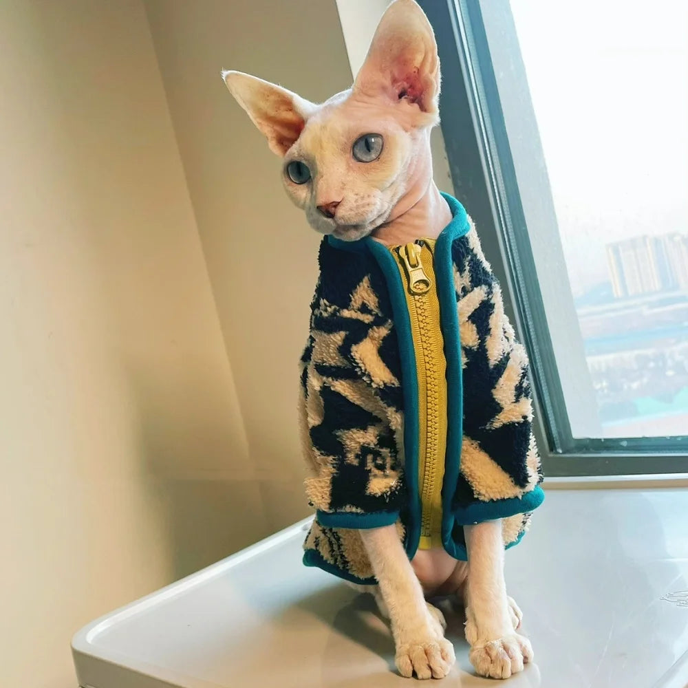 Velvet Sphynx Zipper Sweater
