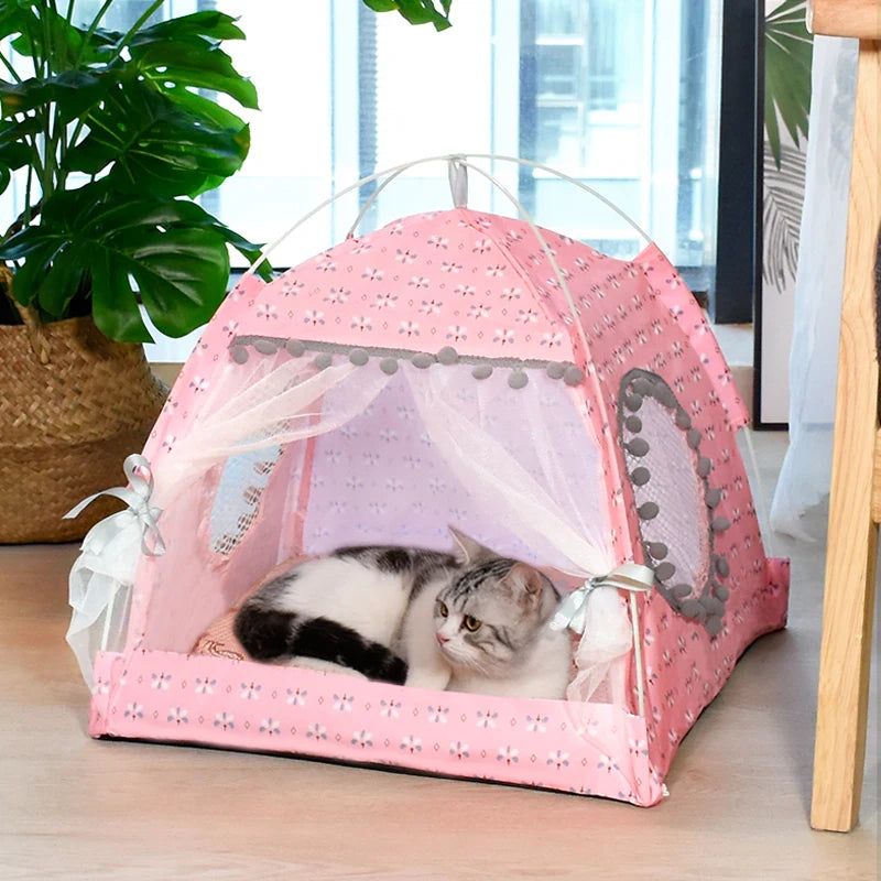 Velvet Semi-Enclosed Cat Tent