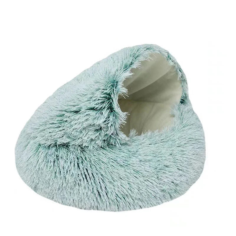 Covered Plush Cat Bed