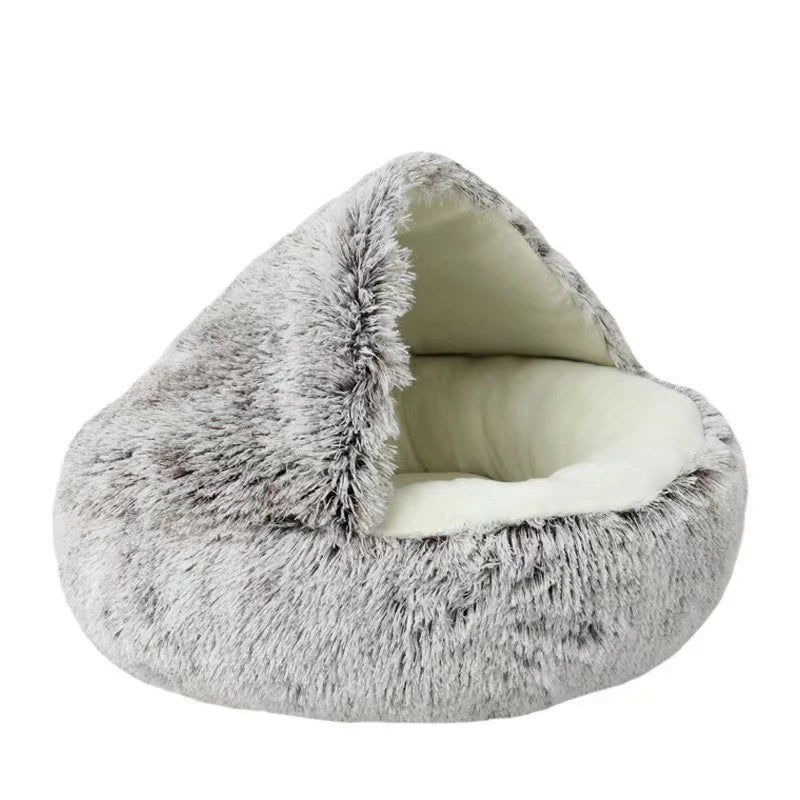 Covered Plush Cat Bed
