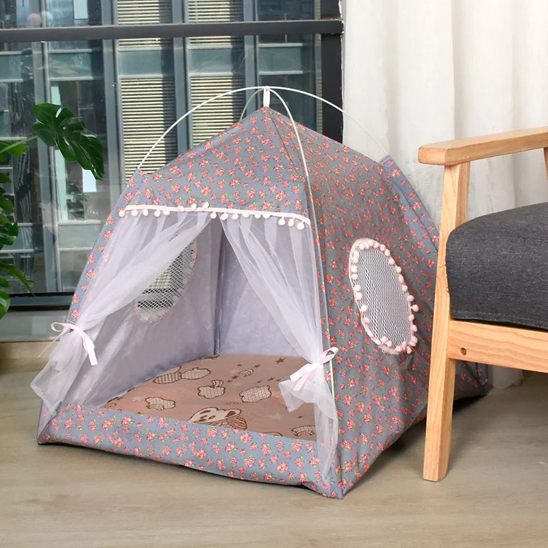 Velvet Semi-Enclosed Cat Tent