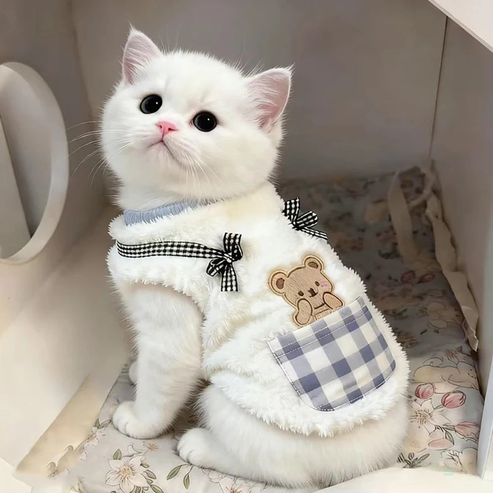 Plush Plaid Cat Vest