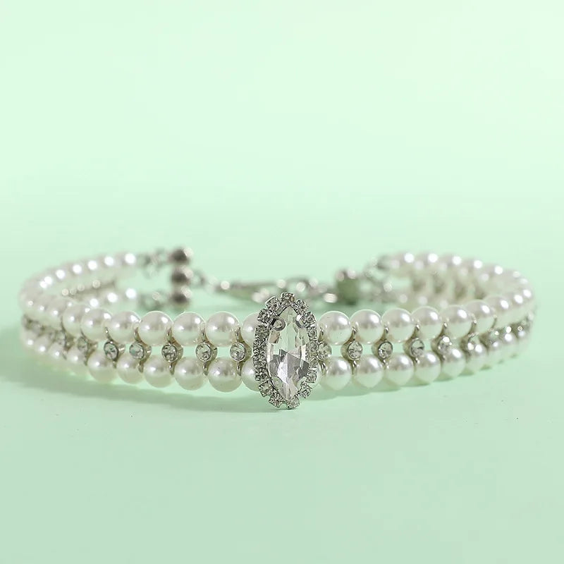 Jeweled Pearl Cat Collar