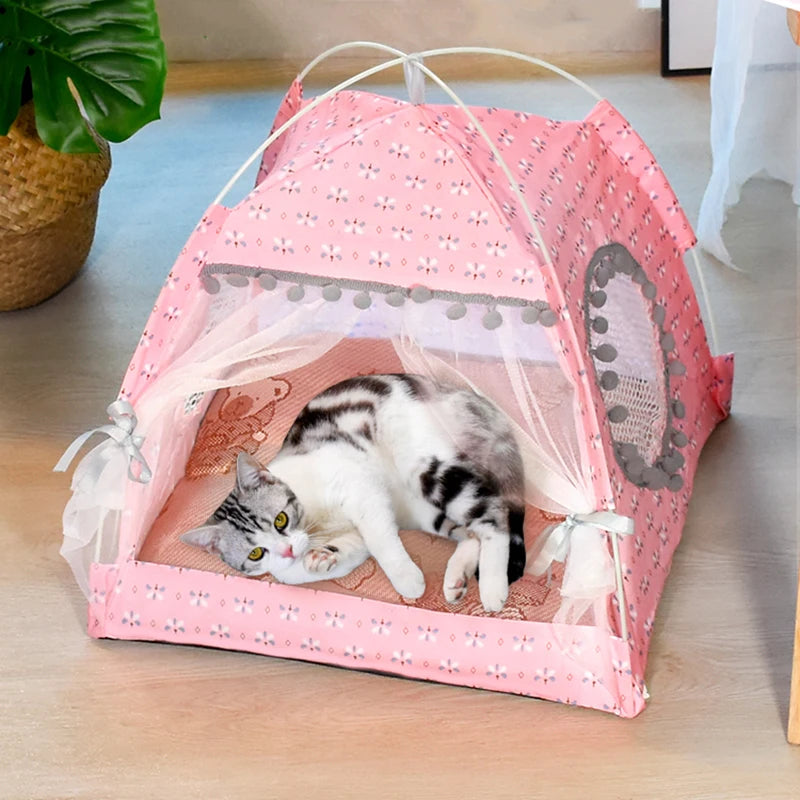 Velvet Semi-Enclosed Cat Tent