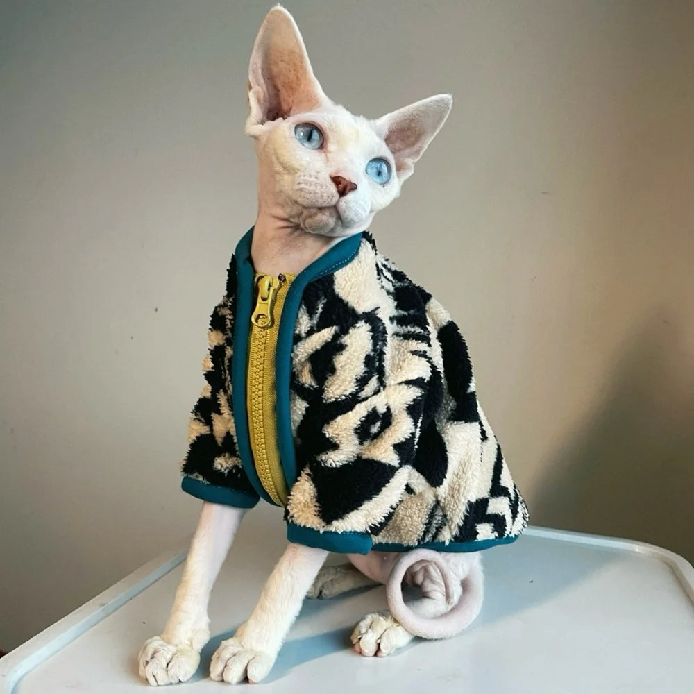 Velvet Sphynx Zipper Sweater