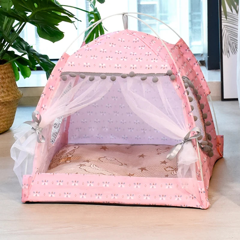 Velvet Semi-Enclosed Cat Tent