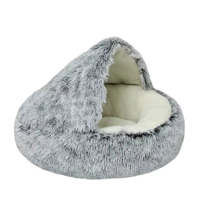 Covered Plush Cat Bed